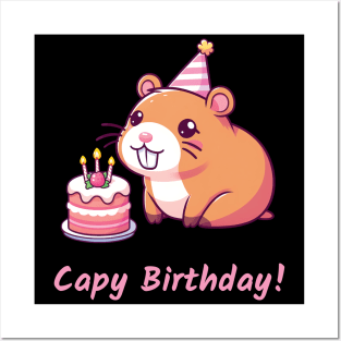 Capy Birthday Capybara Kawaii Posters and Art